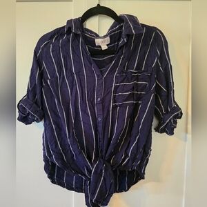 Vixbe Stitch Fix Navy Striped Tie Front Women's Top. Med